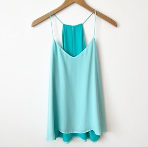 Express Barcelona Mint Green and Teal Reversible Tank Top Size Medium